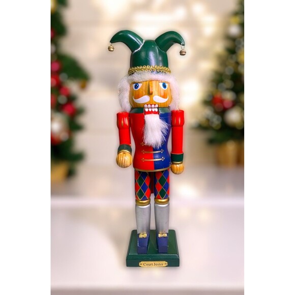 Wooden Court Jester Nutcracker Christmas Holiday Multicolor *READ* - Picture 1 of 13